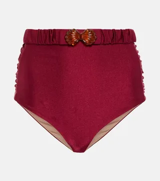 High-rise belted bikini bottoms