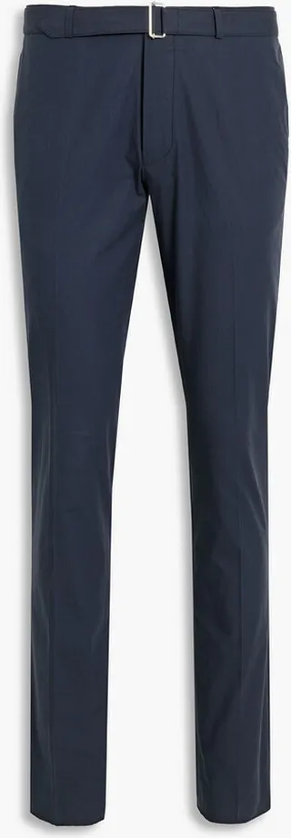 Paul slim-fit belted cotton-poplin pants