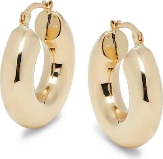 14K Yellow Gold Tube Hoop Earrings