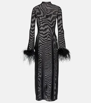 Lumiere Plumage midi dress