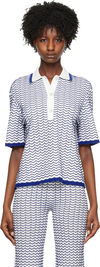 REMAIN Birger Christensen White 3D Wave Polo