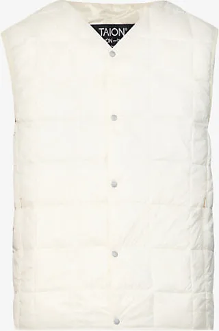 Mens Off White V-neck Quilted Shell Gilet