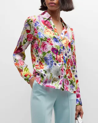 Eloise Floral Button-Front Blouse