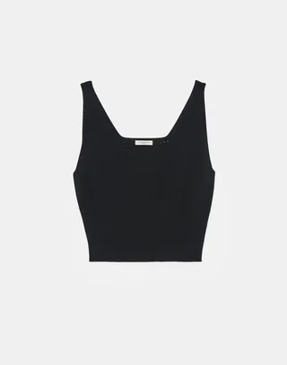 Merino Silk Ribbed Cropped Tank