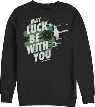 Men's Star Wars St. Patrick's Day May Luck Be With You Clover Sweatshirt - Black - X Large