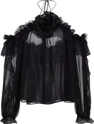 Chiffon Off-The-Shoulder Halter Top