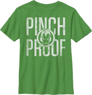 Boy's Marvel St. Patrick's Day Iron Man Pinch Proof T-Shirt - Kelly Green - Small