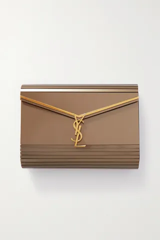 SAINT LAURENT - Cassandra Minaudiere Metallic Acrylic Shoulder Bag - Brown
