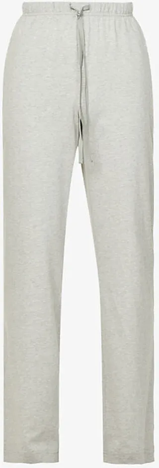 Mens Andover Heather Logo-embroidered Cotton-jersey Pyjama Bottoms