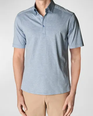 Men's Contemporary Fit Jersey Polo with Paisley Details