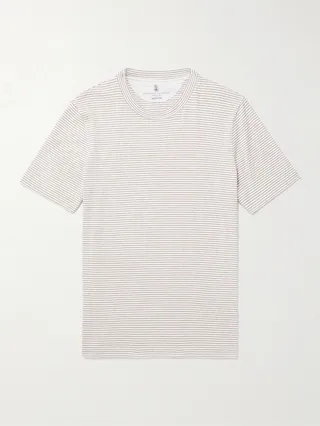 Striped Cotton and Linen-Blend Jersey T-Shirt