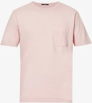 Mens Pale Mauve Resist-dyed ogo-print Crewneck Cotton-jersey T-shirt