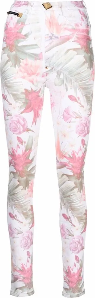 Floral Print Denim Leggings