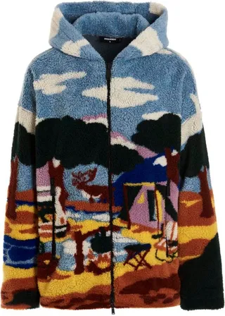 Dsquared2 Landscape Teddy Long-Sleeved Hooded Jacket