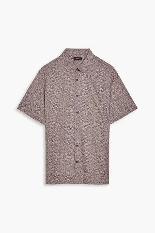 Printed cotton-blend poplin shirt