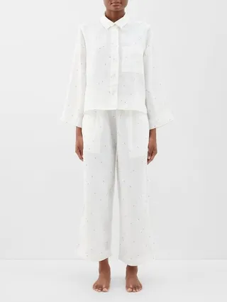 The Drawcord Floral-print Linen Pyjamas