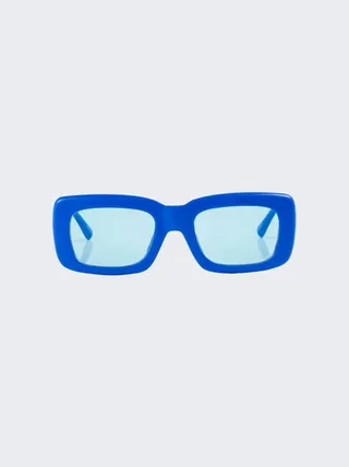 The Attico X Linda Farrow Marfa Rectangular Sunglasses Electric Blue