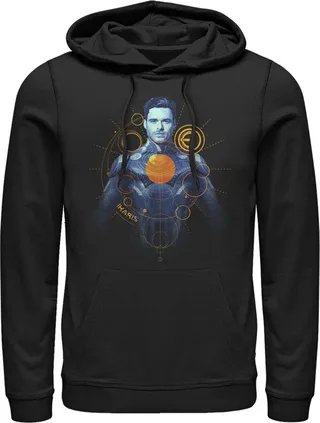 Men's Marvel Eternals Ikaris Circles Pull Over Hoodie - Black - Small
