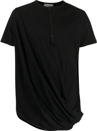 draped-design asymmetric T-shirt