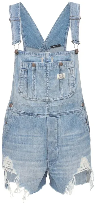Short denim overalls