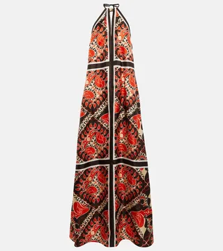 Mini Bandana printed silk maxi dress