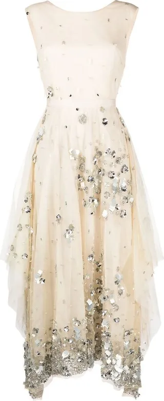 Cernye crystal-embroidered gown
