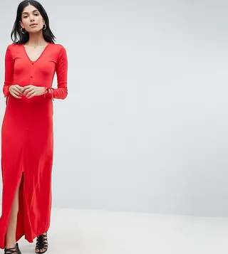 ASOS DESIGN Tall maxi tea dress with self covered buttons