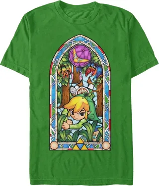 Men's Nintendo Legend of Zelda Stained Glass Forest T-Shirt - Kelly Green - X Large