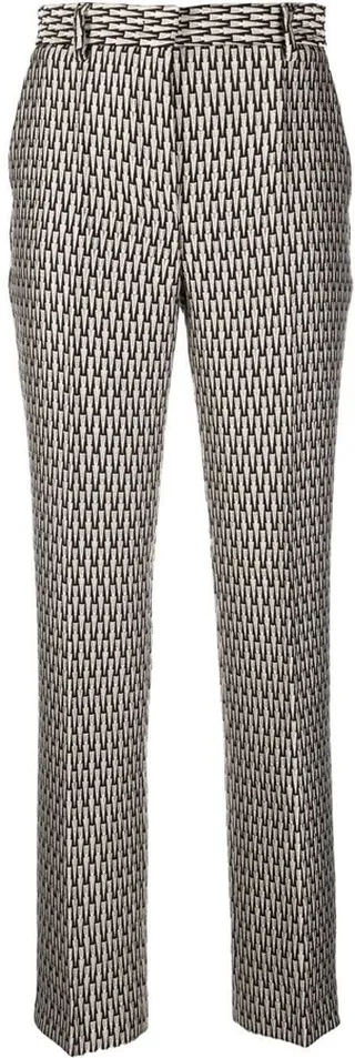 Patterned-Jacquard Straight Trousers