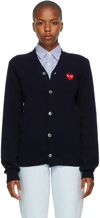Comme des Garçons Play Heart Patch V-Neck Cardigan