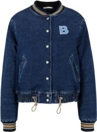 Denim bomber jacket with 'B' patch