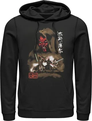 Men's Star Wars Darth Maul Kanji Battle Pull Over Hoodie - Black - Large