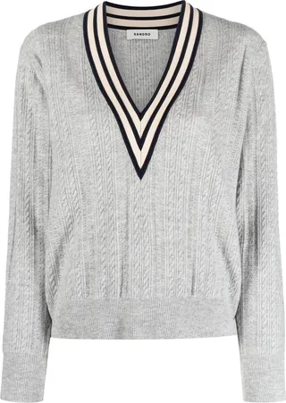 V-neck ribbed jumper