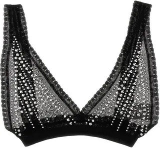 Paco Rabanne Bead-Embellished Semi-Sheer Bra