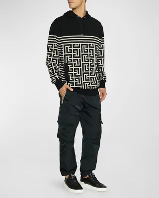 Men's Striped Monogram Knit Hoodie
