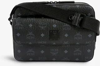 Mcm Black Aren Monogram Coated-canvas Cross-body bag