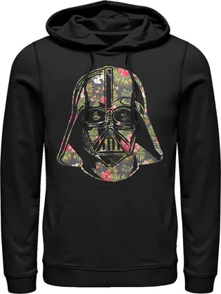 Men's Star Wars Tropical Print Darth Vader Helmet Pull Over Hoodie - Black - X Large