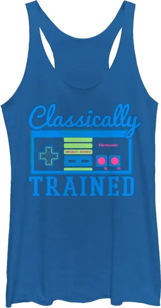 Women's Nintendo Classically Trained Controller Racerback Tank Top - Royal Blue Heather - Medium