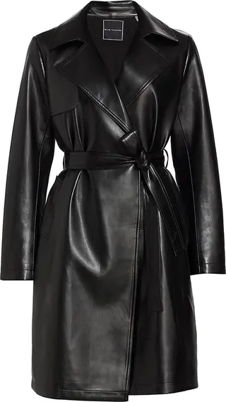 Vegan Leather Belted Coat