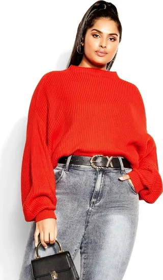 CITY CHIC | Women's Plus Size Angel Sleeve Sweater - tigerlily - 18W