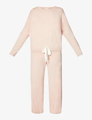 Womens Misty Rose Ivory Gisele Slouchy Stretch-jersey Pyjama set