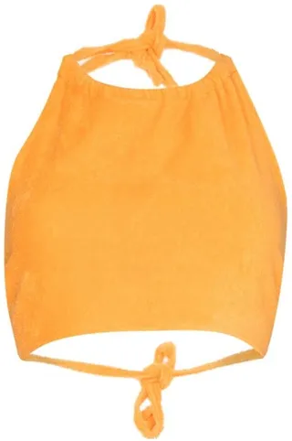 Passo towelling halterneck cropped top
