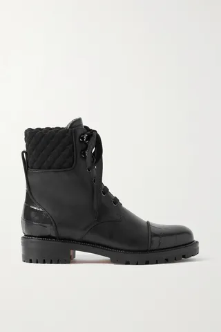 Christian Louboutin - Mayr Smooth And Croc-effect Leather Ankle Boots - Black