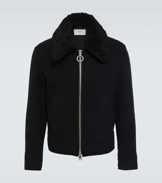Shearling-trimmed wool jacket