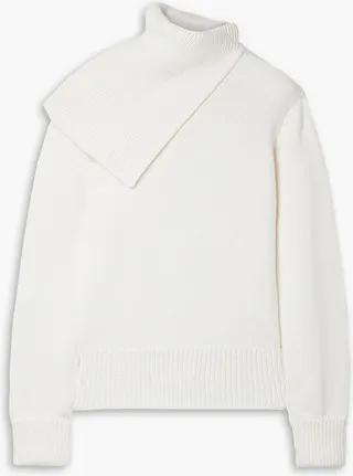 Draped merino wool turtleneck sweater