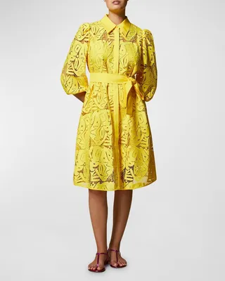 Plus Size Danubio Belted Lace Midi Shirtdress
