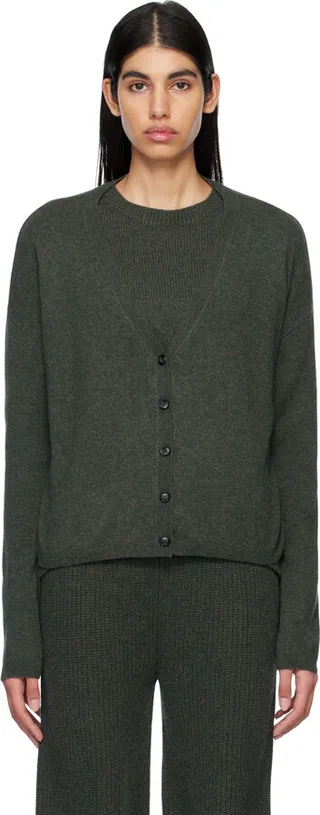 LISA YANG Khaki 'The Abby' Cardigan