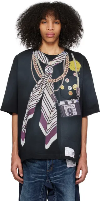 Miharayasuhiro Black Trompe L'oeil T-Shirt