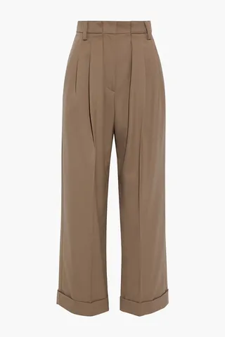 Cropped wool-twill straight-leg pants