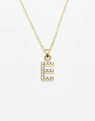 Topshop premium chain and diamante E initial charm